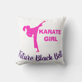 Karate Girl Future Black Belt Motivational Decor Kissen