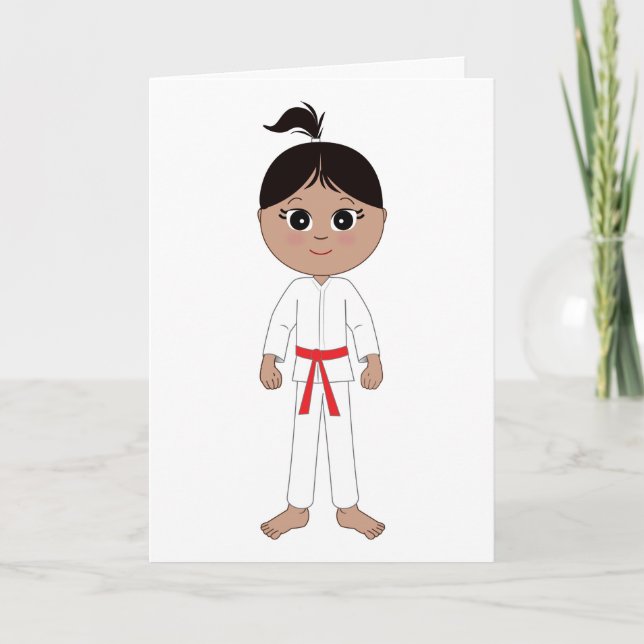Karate Girl Glückwünsche Red Belt Karte (Vorderseite)