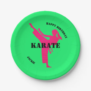 Karate Girl Happy Birthday mit Namen Paper Tellers Pappteller