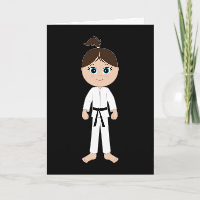 Karate Girl Herzlichen Glückwunsch Black Belt Karte (Vorderseite)