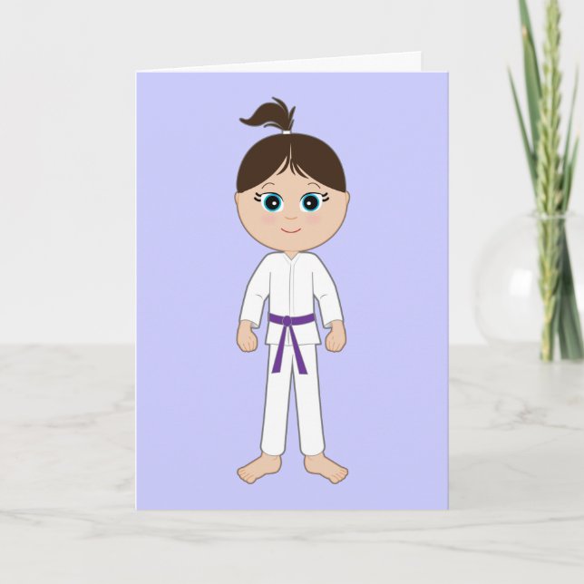 Karate Girl Herzlichen Glückwunsch Lila Belt Karte (Vorderseite)