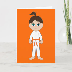 Karate Girl Herzlichen Glückwunsch Orange Belt Karte