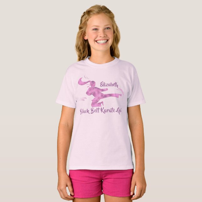 Karate Girl Martial Arts Lila Pink Niedlich einzig T-Shirt (Vorne ganz)