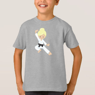 Karate Girl, Niedlich Girl, Schwarzer Gürtel, Blon T-Shirt