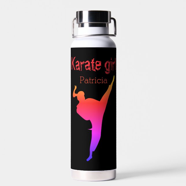 Karate Girl Silhouette Martial Arts Modern Sports Trinkflasche (Rückseite)