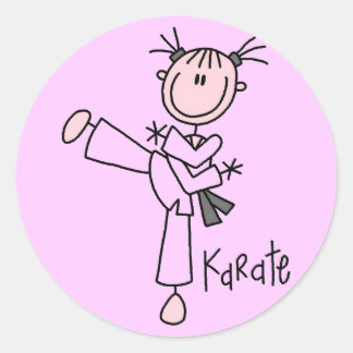 Karate Girl Tshirts und Geschenke Runder Aufkleber