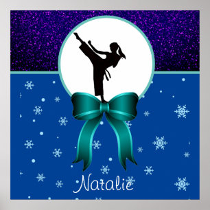 Karate Girls Glitzer und Bow Snowflake Poster