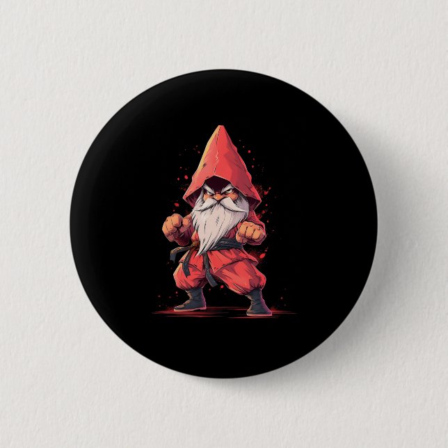 Karate Gnome Taekwondo Martial Arts Fighter Button (Vorderseite)