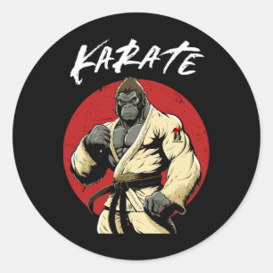 Karate Gorilla Karateka Runder Aufkleber