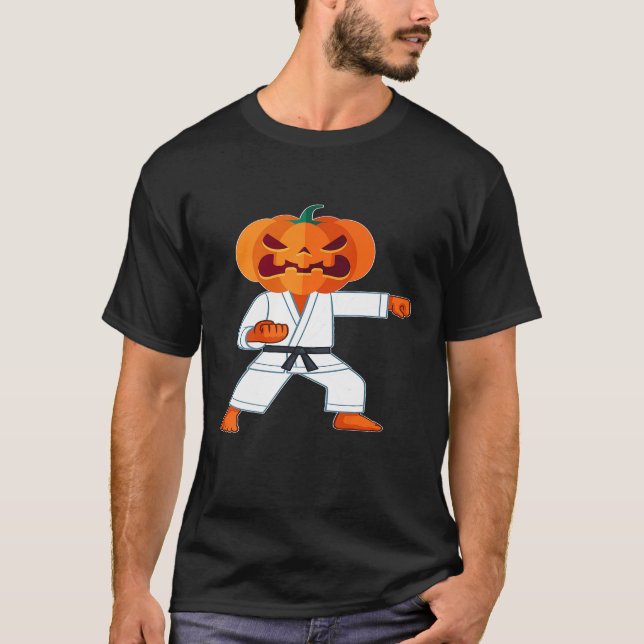Karate - Halloween Karate Fighter Pumpkin Head Sca T-Shirt (Vorderseite)