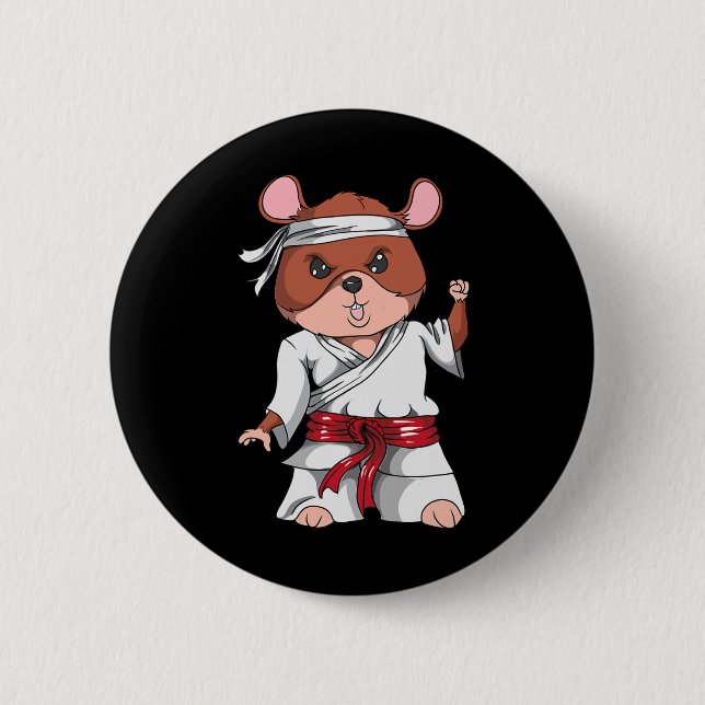 Karate Hamster Kickboxen Martial Arts Jiu Jitsu Fa Button (Vorderseite)