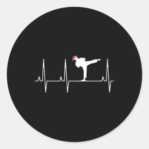 Karate Heart Beat Christmas Pajama Martial Arts Runder Aufkleber