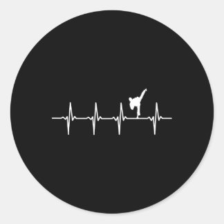 Karate Heartbeat für Kampfkünstler Runder Aufkleber