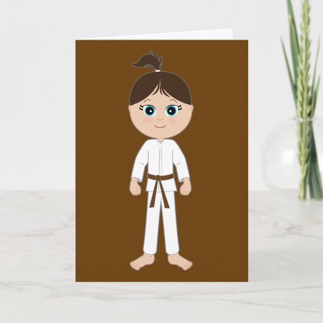 Karate Herzlichen Glückwunsch Brown Belt Girl Karte (Vorderseite)
