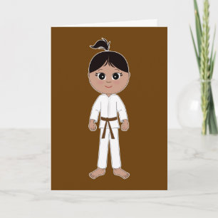 Karate Herzlichen Glückwunsch Brown Belt Girl Karte