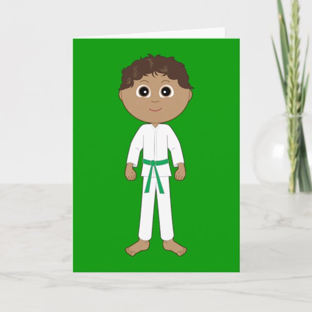 Karate Herzlichen Glückwunsch Green Belt Karte (Vorderseite)