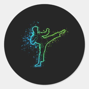 Karate High Kick Splash Style Martial Arts Design Runder Aufkleber