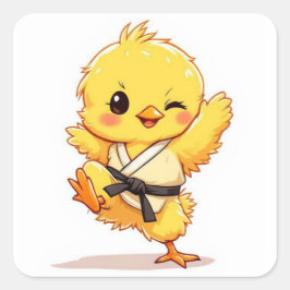 Karate-Huhn-Aufkleber  Quadratischer Aufkleber