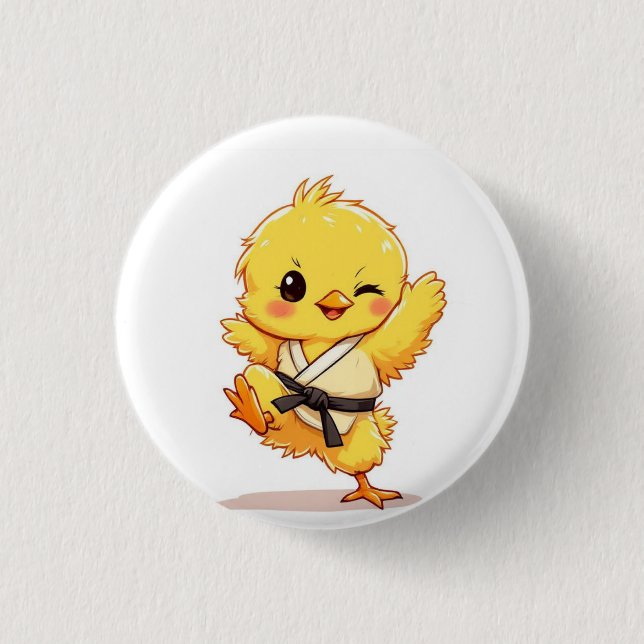 Karate-Huhn-Knopf  Button (Vorderseite)