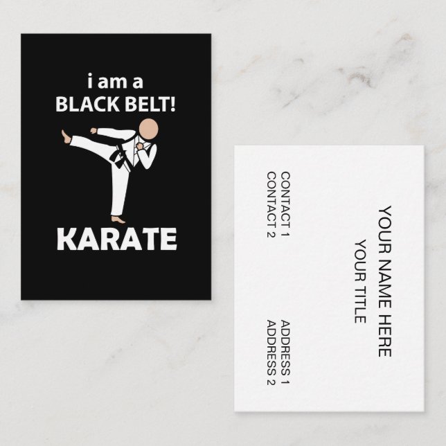 Karate I bin ein schwarzer Gürtel Karate Visitenkarte (Vorne/Hinten)