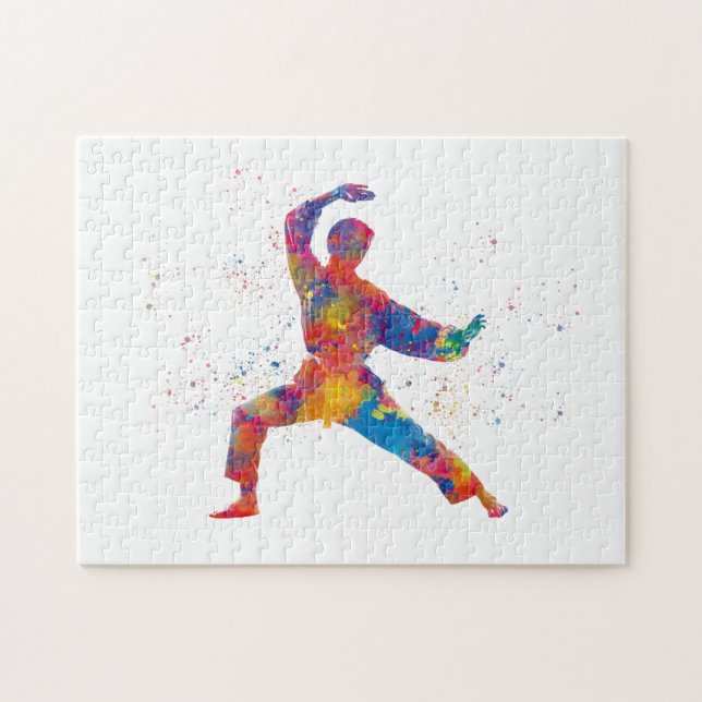 Karate in watercolor puzzle (Horizontal)
