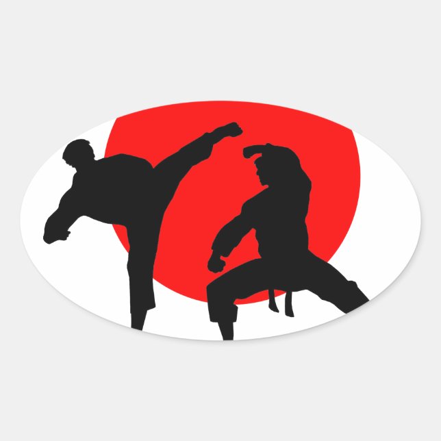 Karate Japan Ovaler Aufkleber (Vorderseite)