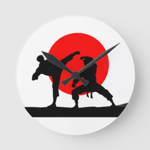 Karate Japan Runde Wanduhr