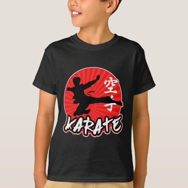 Karate Jumping Side Kick Japanisch T-Shirt (Vorderseite)