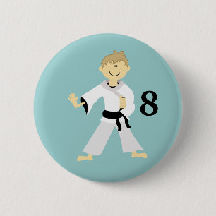 KARATE-JUNGE personalisierter Geburtstags-Knopf Button