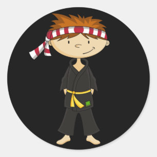 Karate-Jungen-Aufkleber-Blatt Runder Aufkleber