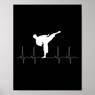 Karate-Kämpfer Herzfrequenz-Trace-Hob Poster
