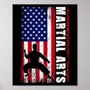 Karate Kampfsport USA Amerikanische Flagge Patriot Poster