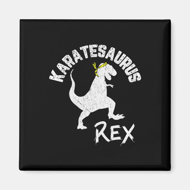 Karate Karatesaurus Rex Dinosaur Lustig Kampfsport Magnet (Vorne)