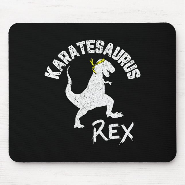 Karate Karatesaurus Rex Dinosaur Lustige Kampfkuns Mousepad (Vorne)