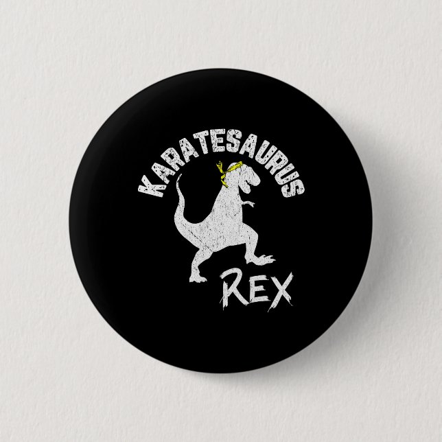 Karate Karatesaurus Rex Dinosaurier Funny Martial  Button (Vorderseite)