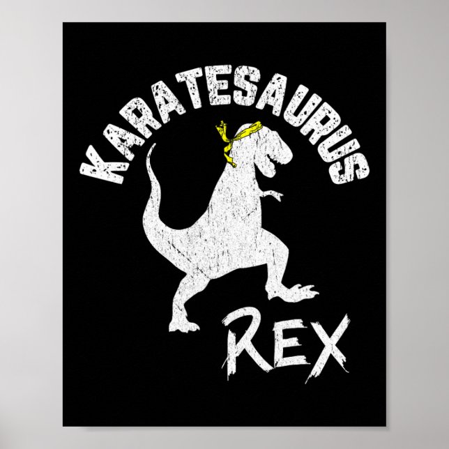 Karate Karatesaurus Rex Dinosaurier Funny Martial  Poster (Vorne)