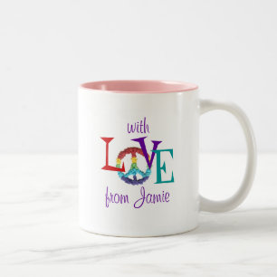 Karate-Kat-Frieden-und-Liebe-Tasse Zweifarbige Tasse