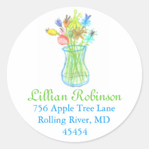 Karate Kat Graphics Blume-Bunch-Adressetikett Runder Aufkleber