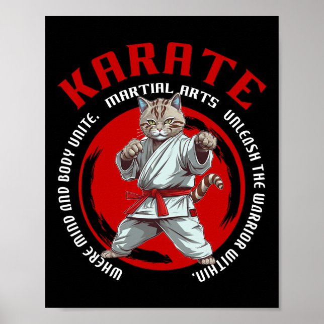 Karate Kat Krieger Kampfkunst Katze für Kinder Poster (Vorne)
