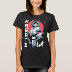 Karate-Katz-Gi-Schwarzgürtel-Kampfsport-Tritt-Katz T-Shirt
