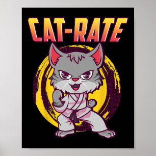 Karate Katze für Männer Frauen Mädchen Kinder Poster