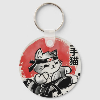 Karate-Katze Schlüsselanhänger
