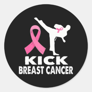 Karate Kick Breast Cancer Awareness Pink Runder Aufkleber