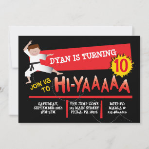 Karate Kick Red Birthday Party Einladung