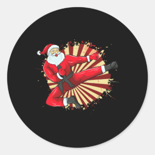 Karate Kick Santa Judo Taekwondo Martial Arts Chri Runder Aufkleber