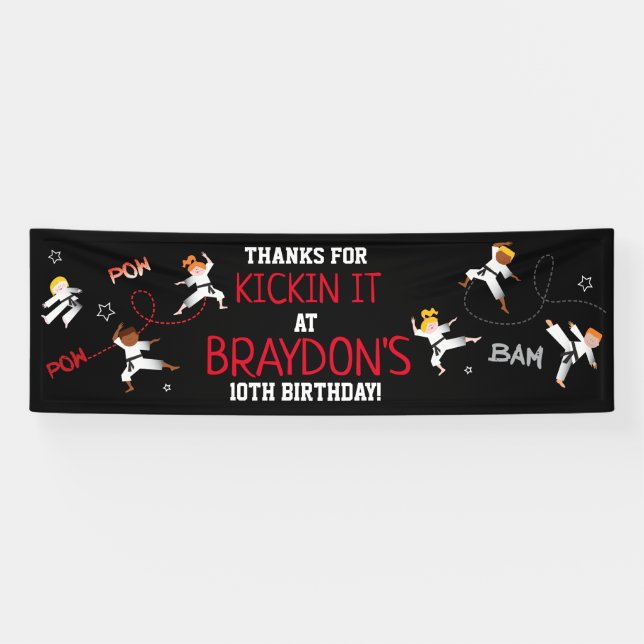 Karate Kids Children Birthday Party Unterschrift B Banner (Horizontal)