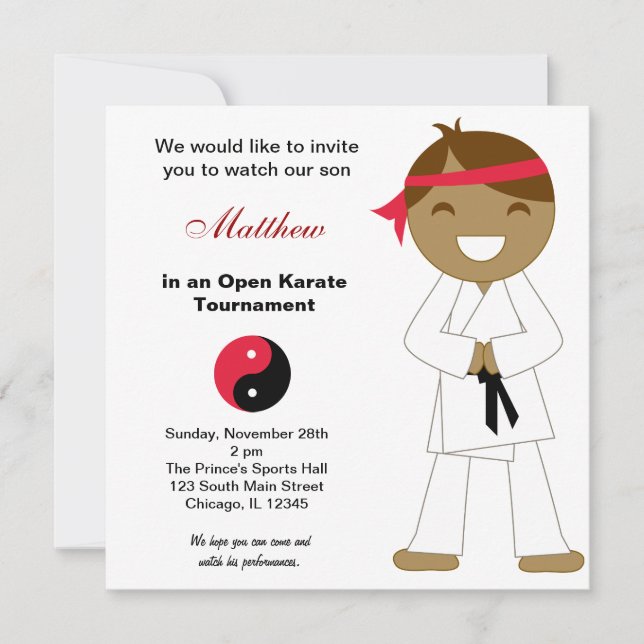 Karate Kids Turniere Einladung (Vorderseite)