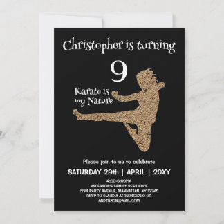 Karate-Kindergeburtstag für Schwarze und Weiße Kam Einladung