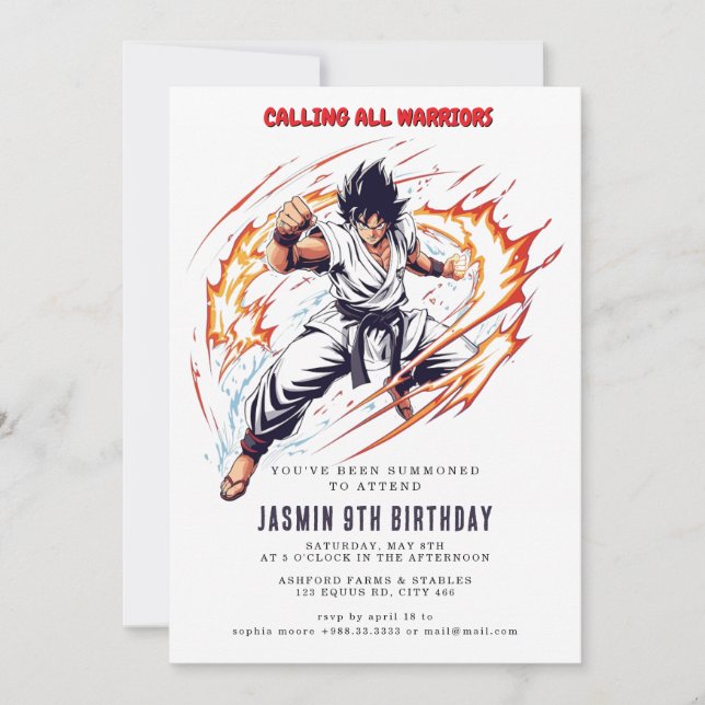 Karate Kindergeburtstag Party Einladung (Vorderseite)