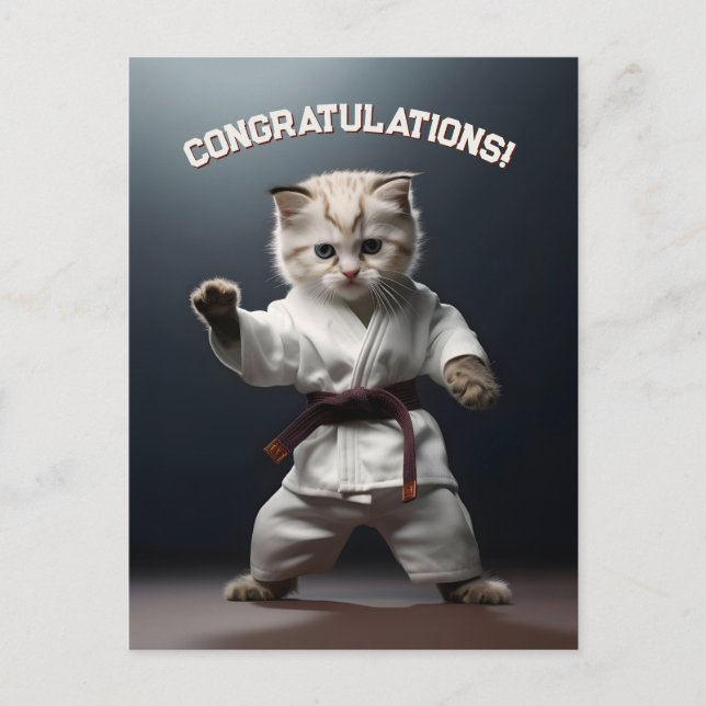 Karate Kitten Postkarte (Vorderseite)